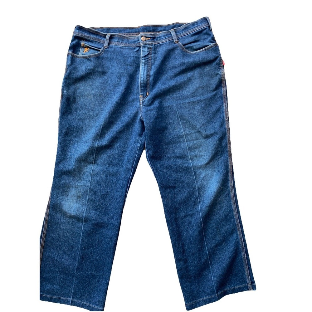 Braxton Jeans Womens 42 Short 26" Embroidered Blue Stretch Denim